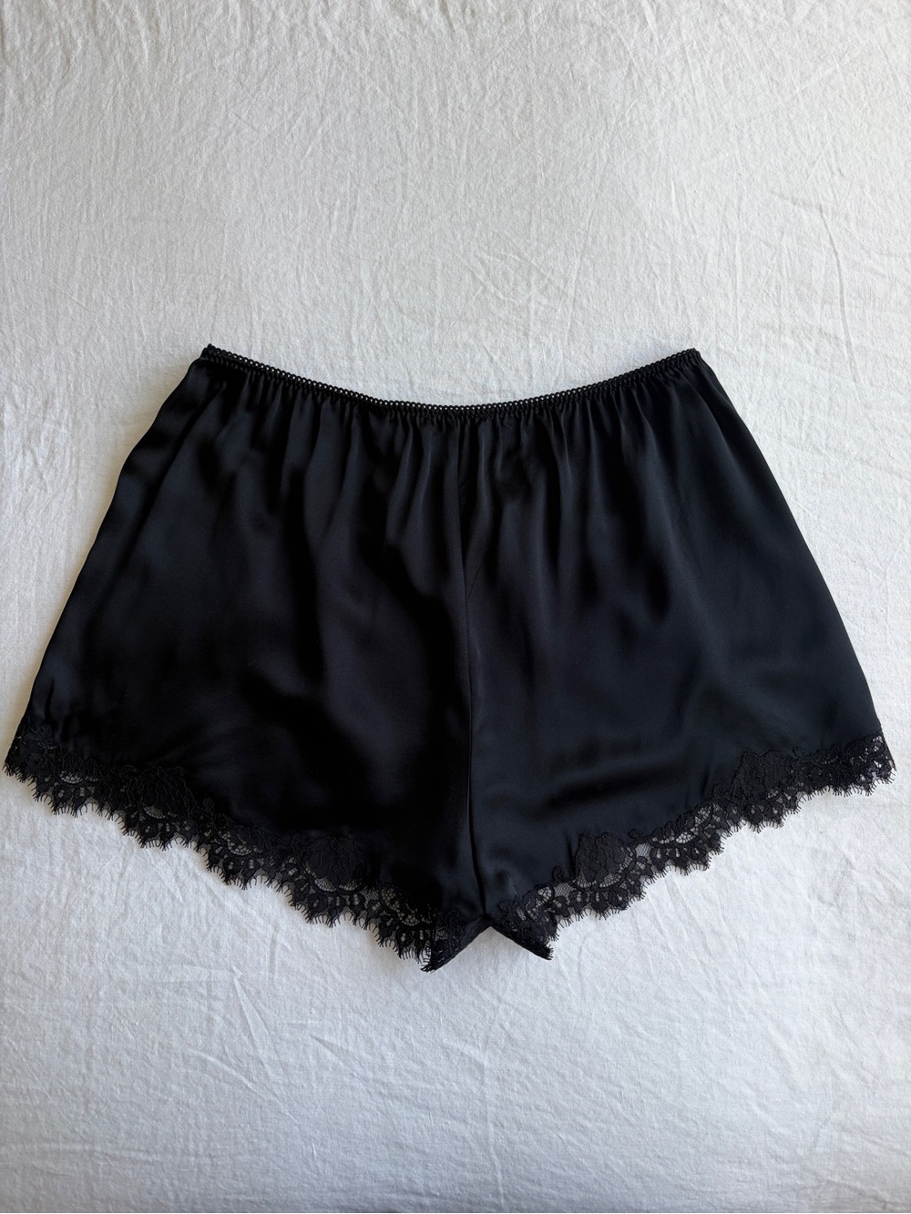 NWT Doen Iona Silk Lace Trim Elastic Waist Pull On Lingerie Shorts Black - Picture 11 of 15